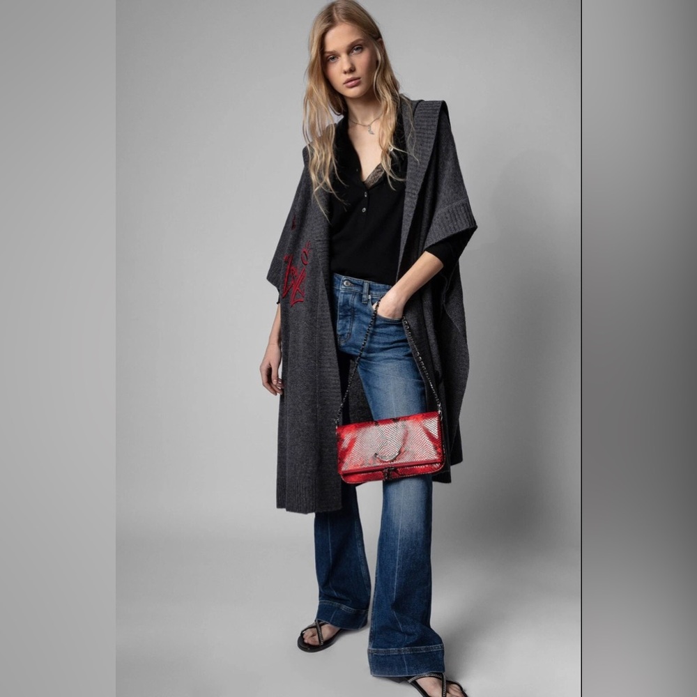 NWT $998 Zadig & Voltaire Inna Sweater Cardigan Poncho Cashmere